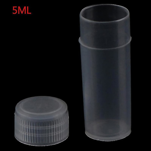 100 stk. 5 ml plastikprøveglas med låg til skolekemitilbehør Hfmqv