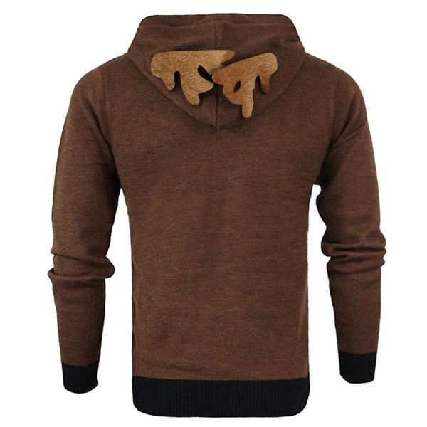 Jule-Cosplay Kawaii Hettemerker for Menn Elgøre Funny Hettemerkergenser 2023 Høst Vinter Varmt Langarm Topper Gensere Mann.XXL.Kaffe Brun