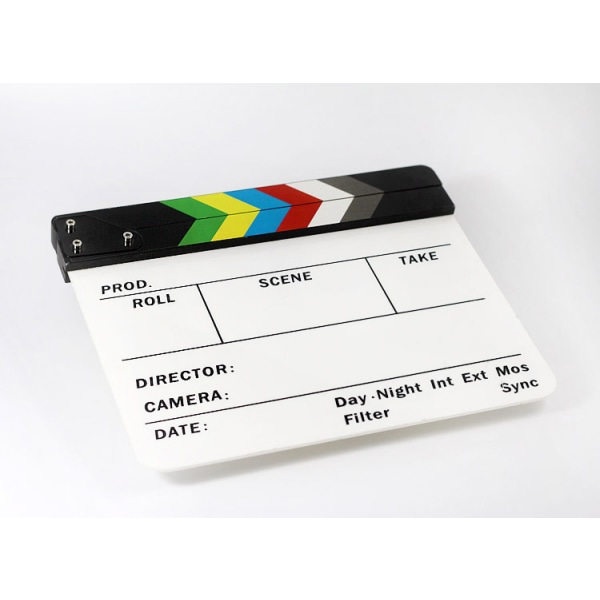 Videoprops/fotoprops, akrylplatta, regissörs klappbräda