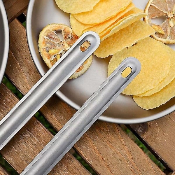 2 st Titanium Långskaftad Sked/Gaffel med Polerad Skål för Utomhuscamping