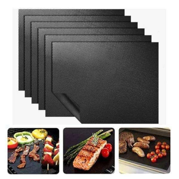 6-pak Grillmatte, Ovnmatte, Bakematte - Non Stick - 40x33 Svart 6-pak 6-pak