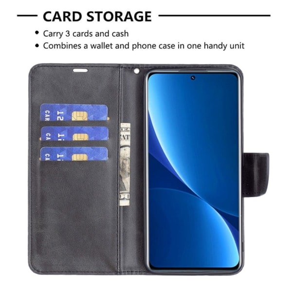 SKALO Xiaomi 12 Pro Wallet Case i PU Læder - Sort Sort