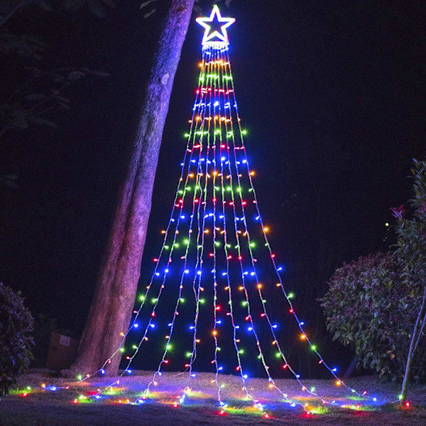 Julepynt Utendørs Stjerne Lyslenke, 16,4ft Juletre Belysning 198 LED med 14\" Opplyst Stjerne til Jul og Nyttår