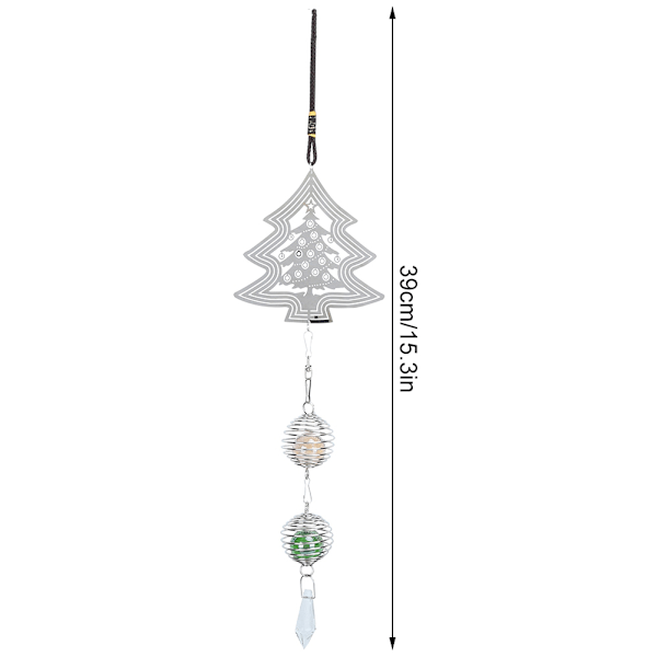 Spiral Roterende Vindklokker Juletrærformet Krystallkuledekorasjon for Kirkegård Kontor