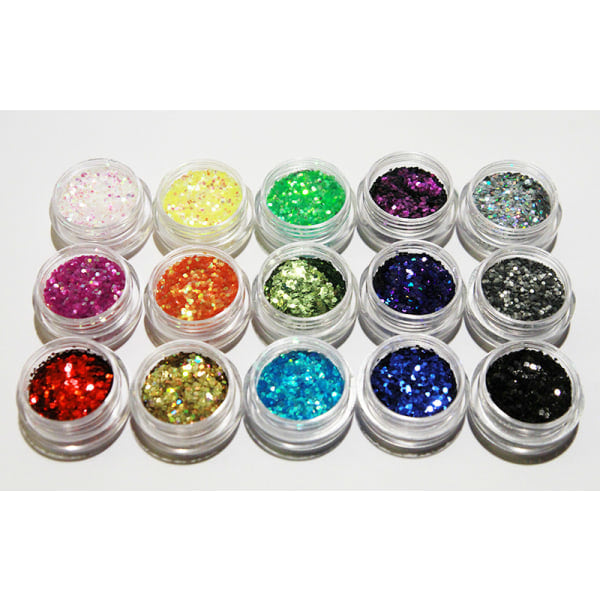 15 burkar Hexagon glitter