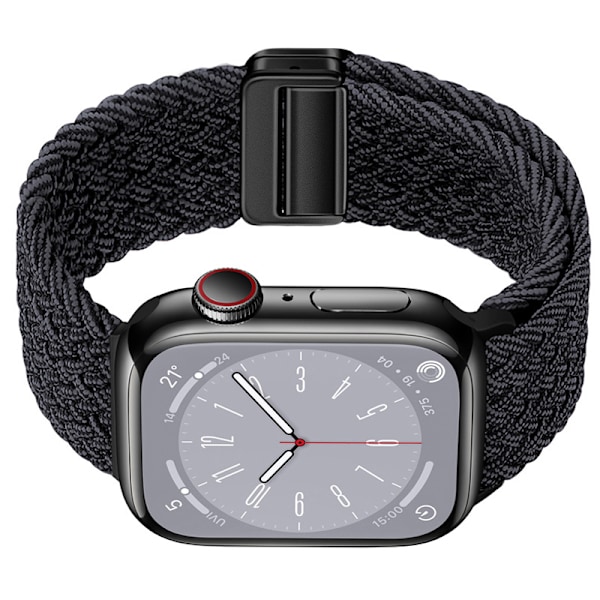 Starlight Nylon Flätat Klockarmband för Apple Watch Svart