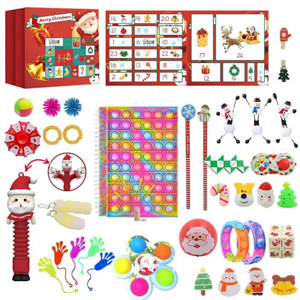 Julekalender 2023 med Mind Objects - Fidget Toys - Jule Blind Box 24 Dagers Nedtelling Nyttårs Overraskelsesgave til Barn Gutter Jenter Stil 2