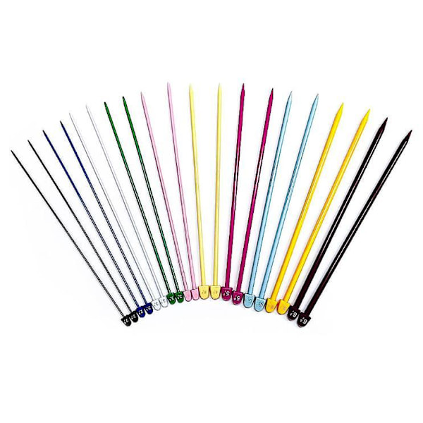 N017 - Set med 10 par stickor i flerfärgad plast 5