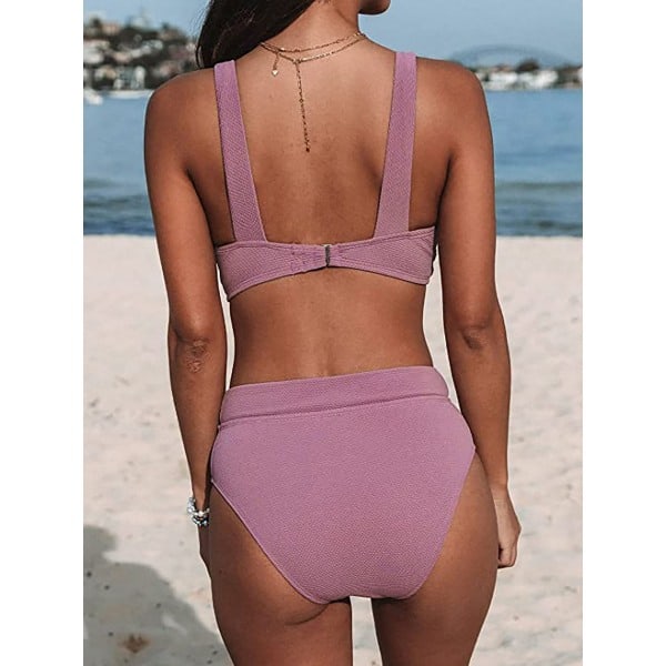 V-hals bikini med brede stropper & høj talje Violet L