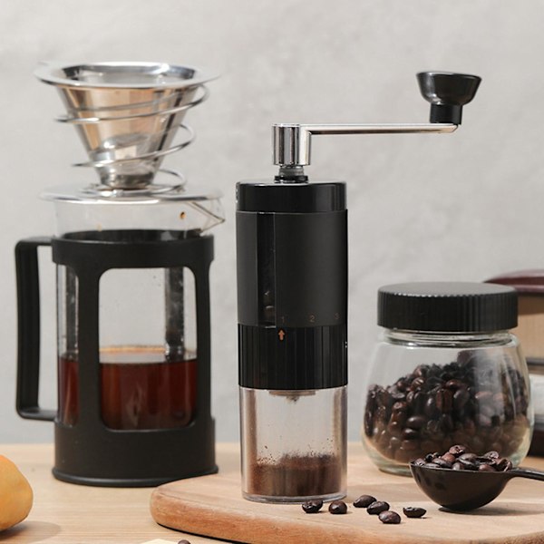 90ML Manuell Kvern for Kaffe med Håndtak, Klar Synlig, Bærbar Håndkvern for Kaffe, Reisekvern for Kaffe Bønner, Perfekt Gave for Kaffeelskere