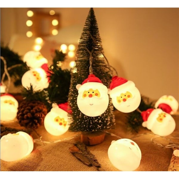 10M-60 Lamp Christmas Decoration LED Christmas Day Decoration Lights Santa Claus Snowman String Lights (Battery Powered)