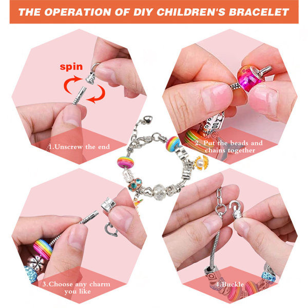 REMAKE 98-dels DIY Pärl Armband Halsband Smycken Gör-Det-Själv-Sats för Flickor