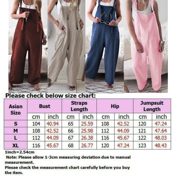 Dame Overalls Bukser, Løse Harem Jumpsuit, Stropløs, Aprikos Aprikos S