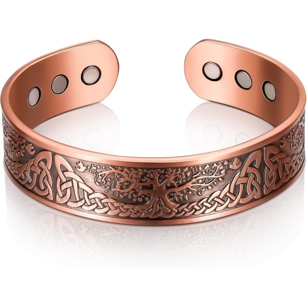 REMAKE Kobber Magnetisk Armbånd Til Mænd Kvinder Kobber Armbånd Solid Manschet Armbånd Med 6 Magneter Rød Kobber Magnet Energi Armbånd Justerbar Størrelse...
