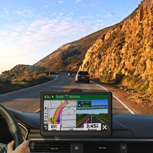 REMAKE Bil GPS Navigator, Seneste 2024 Kort 7 Tommer Touchscreen Bil GPS, Stemmevejledning til Svingretning, Understøtter Hastighed og Rødt Lys Advarsel