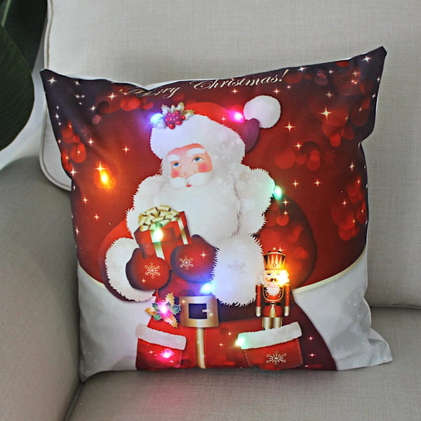 Juldekoration 2023 LED Kuddfodral 45cm Kudde Kuddfodral med Ljus Nyårsdekoration Juldekorationer för Hem 11 45x45cm