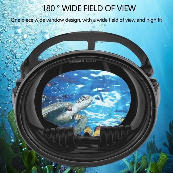 Snorklingssett, 180° Vidvinkel Dykkebriller med Panoramisk Vidvinkel Dykkemaske, Lekkasjetette Svømmebriller med Nesebeskyttelse for Voksne A1
