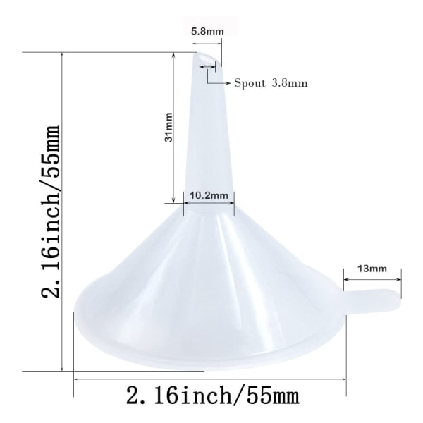 REMAKE 12-pack små trattar i plast, mini-trattar för vetenskapligt labb, 12-pack