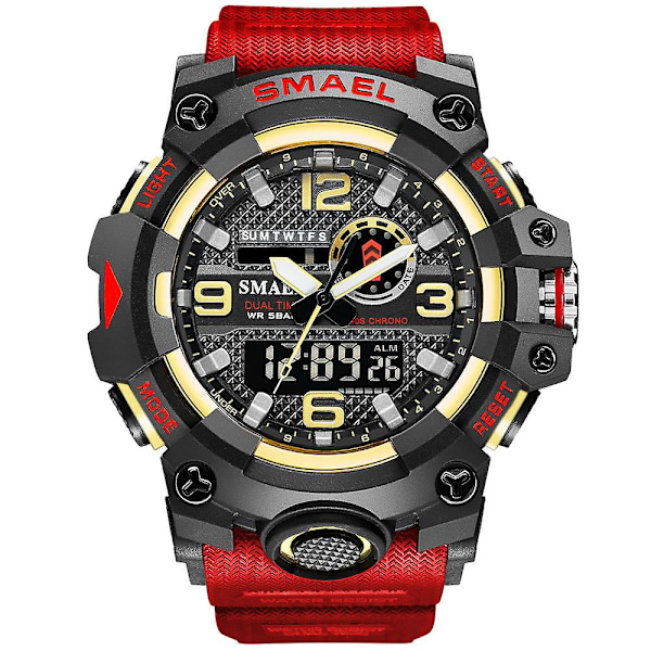 Smael Digital Herre Militærure Dual Time Vandtæt Luksus Top Ur Herre Sports Led Quartz Analog Armbåndsur Herre