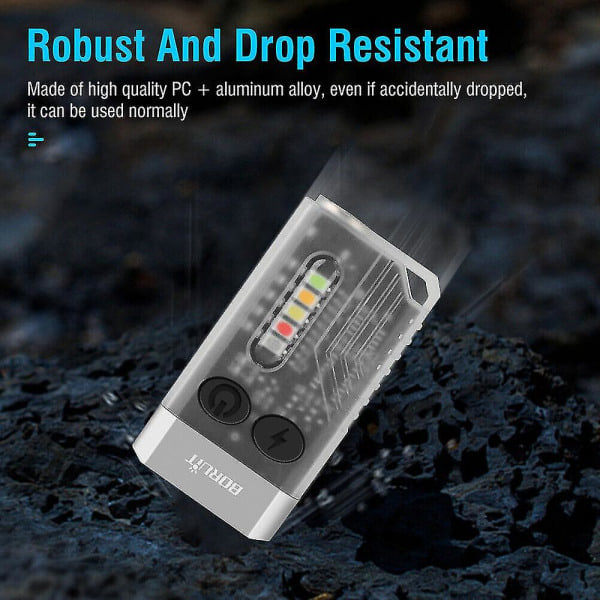 Boruit V10 LED Nøkkelring Lommelykt EDC Lommelykt USB Oppladbar Magnetisk Lommelykt Arbeidslys-g