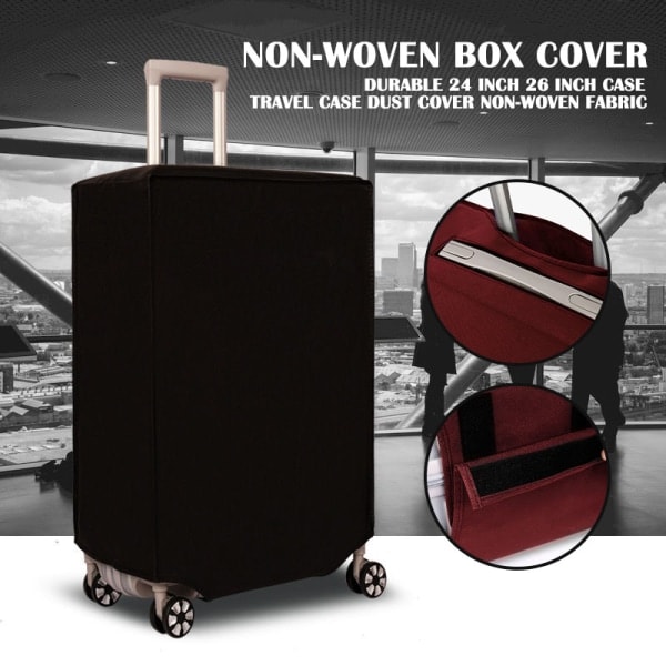 Bagagecover i non-woven, holdbar, ridsefast, vandtæt, sort Sort 22 tommer