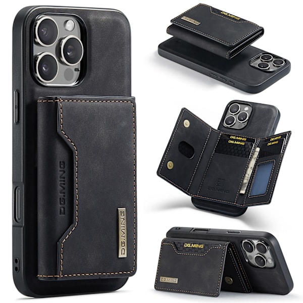 M2 Magnetiskt Plånboksfodral för iPhone 16 Pro Max - Svart