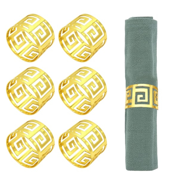 Serviettringar, 6-pack Metallservietthållare, Guld, för Jul, Thanksgiving, Bröllop, Fest, Middag, Borddekoration Guld