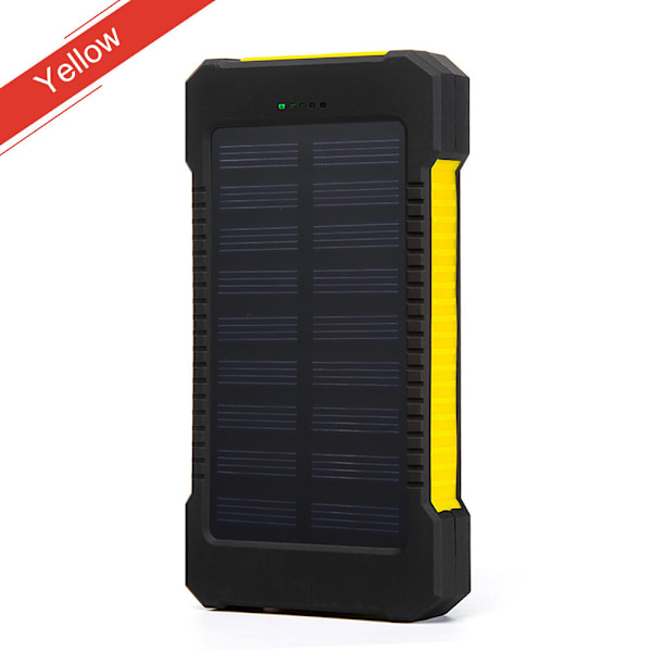 Solcellelader med 20000mAh kapasitet, bærbar, gul 20 000 Gul