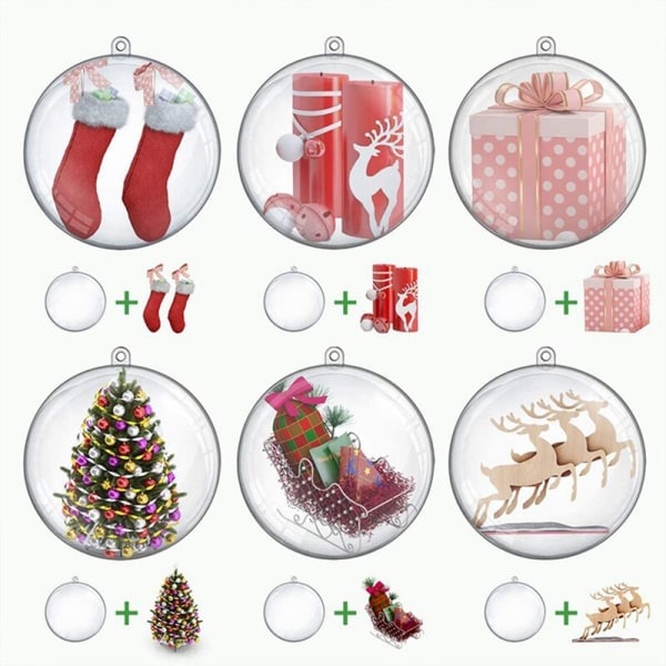 Transparenta Fyllbara Julgranskulor, DIY Plastjulgran för Nyårsgåva Semesterbröllop Fest Heminredning