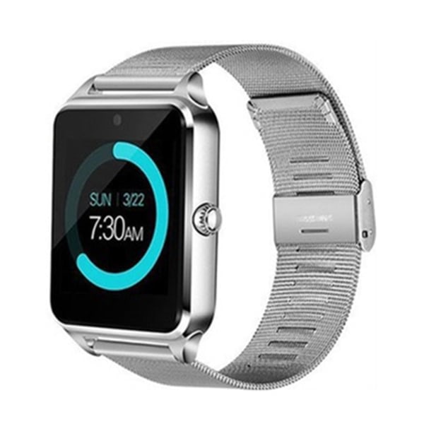 Smartklocka med SIM-kort, pulsmätning, träning, stegräknare, Bluetooth, metallarmband, 1:a generationen
