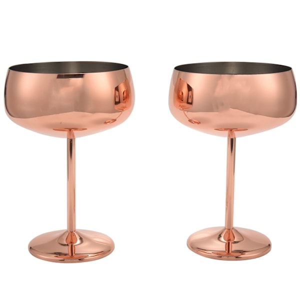 Koppar Coupe Champagne Glas Set om 2 Rostfritt Stål Vintage Martini Cocktailglas Vinglas