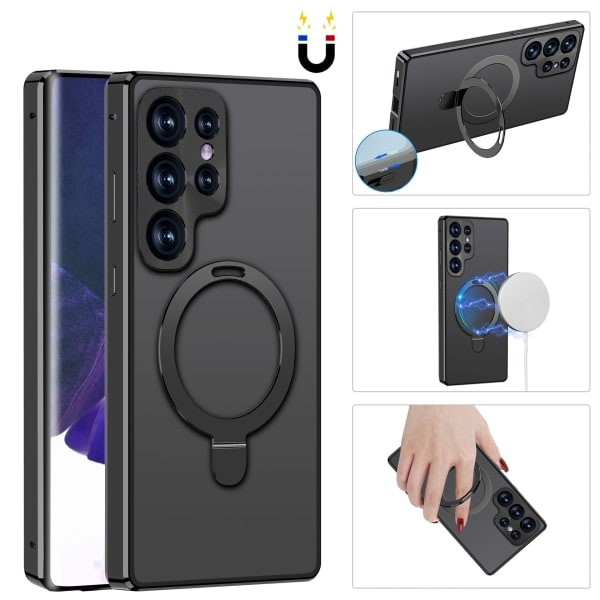Näytönsuojakalvo magneettisella suojakotelolla ja telineellä Samsung S22 Ultra Musta