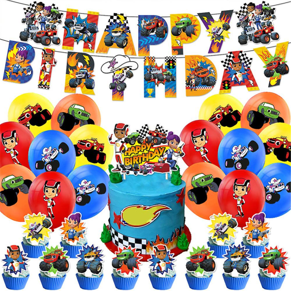 REMAKE Blaze and the Monster Machines Temafest Dekorationer Ballonger Tårta Topper Banderoller Set