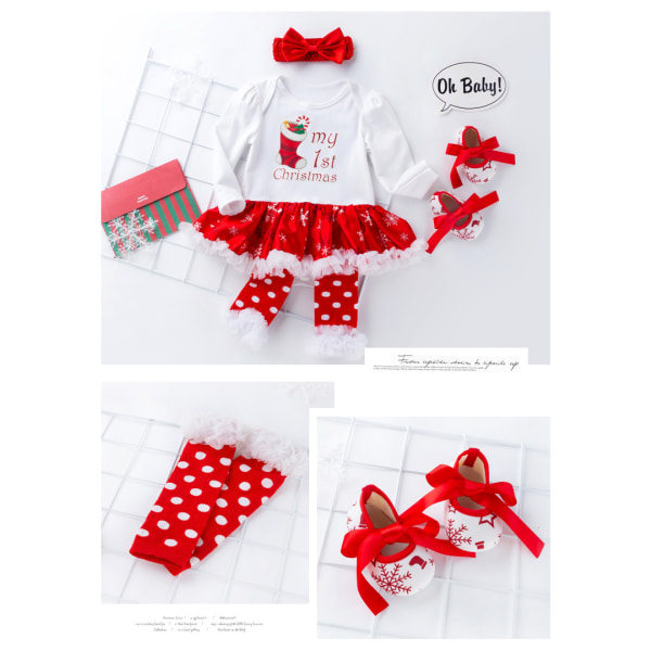 Babyflickor Min Första Jul Outfit Romper Julafton Cl
