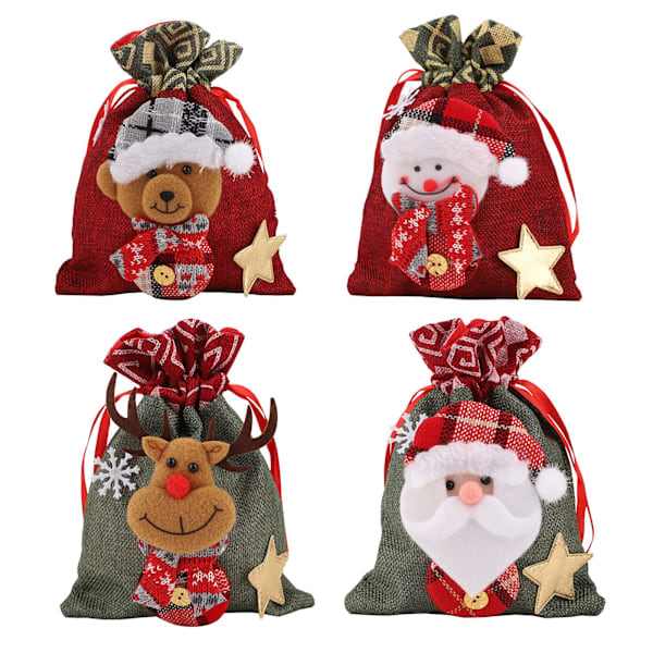 Drawstring Christmas Gift Bags Santa Claus Snowman Gift Wrap Candy Bags Christmas Gift Bags For Kids