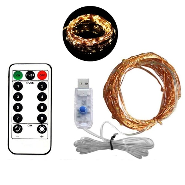 USB-drivna LED-ljusslingor 20M 8 lägen Fjärrkontroll Ljus Fairy Garland Bröllop Jul Semester Dekoration Ljus Nyår
