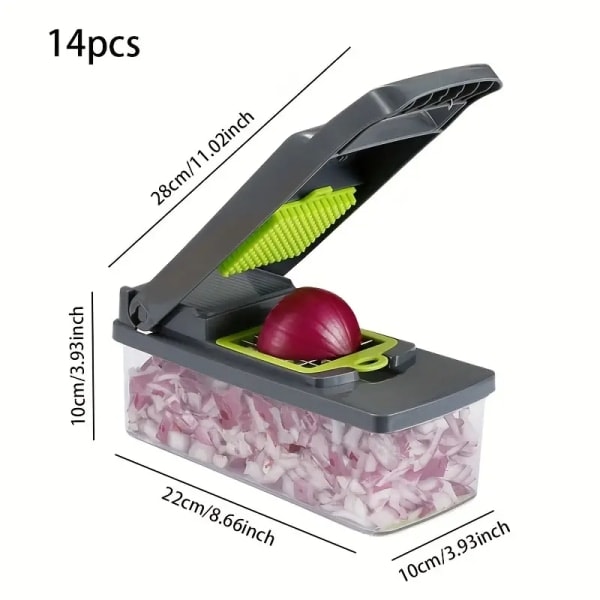 16-delad Slicer Köksmultifunktionell Grönsakskutter Tärningshackare, Olika Blad Kan Bytas Ut