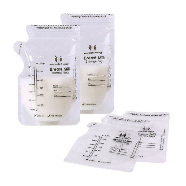 30 stk. Oppbevaringsposer for morsmelk til baby, 250 ml, BPA-fri, frysesikre fôringsposer