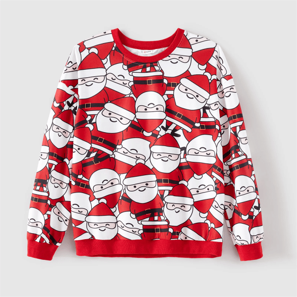 Jultomte Familjematchande Helkropps Tryck Röd Långärmad Sweatshirt Röd MenM