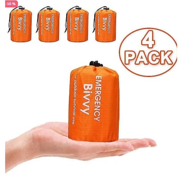 REMAKE 4x Vattentät Termisk Nödsömnpåse för Utomhusbruk Camping Överlevnad Bivvy Sack