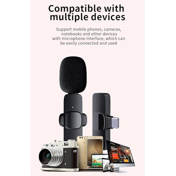 Förbättra dina inspelningar med vårt professionella trådlösa lavaliermikrofonpaket (2-pack) - Kristallklart, brusreducerande - USB-C-kompatibelt