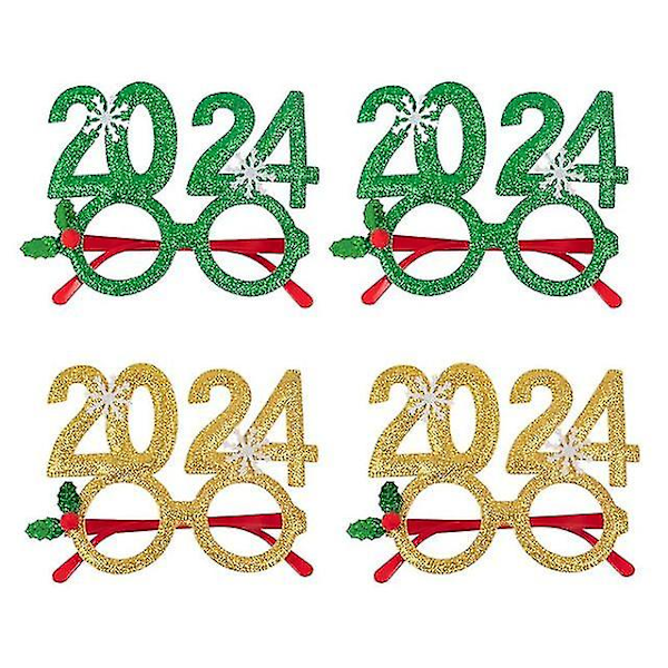 Nyårsglasögon 2024 Fotobåsrekvisita God Jul Dekorationer Jul Navidad Presenter Nyårsafton Festtillbehör Dekorationer 4st Stil 5