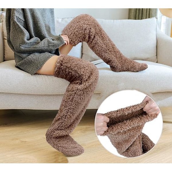 REMAKE SnugglePaws Socktofflor, damstrumpor tofflor, söta varma strumpor benvärmare knästrumpor varma tofflor strumpo Dark Gray