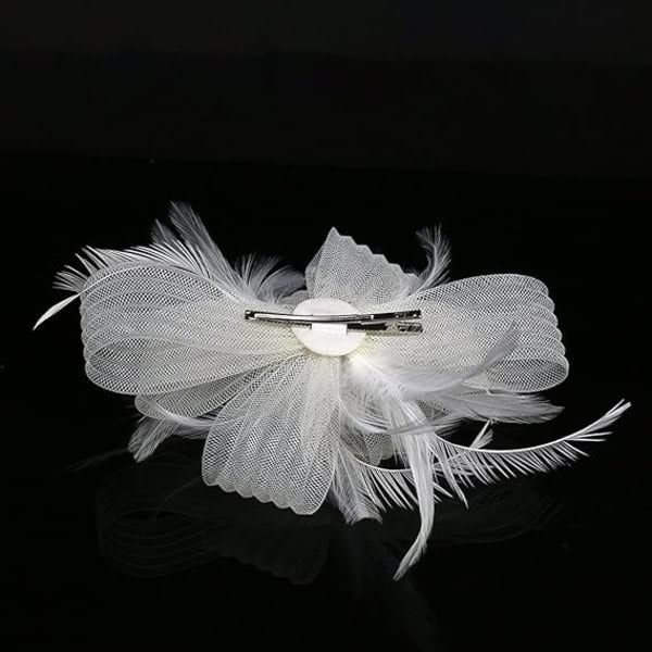 Damhatt Fascinator Blomma Fascinator Bröllop Fascinator Hårband Fjäder Bröllopshår Smycke Huvudbonad Hatt Bowler Mini Topphatt Hårclips (Be...