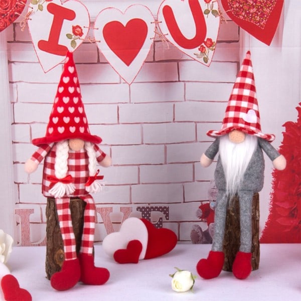 Valentinsdag Nisse Sitter Ansiktsløs Dukke Til Bryllup Jul Hjemmedekorasjon Hjerte Nisser Ornament Nyttårsgave Mann