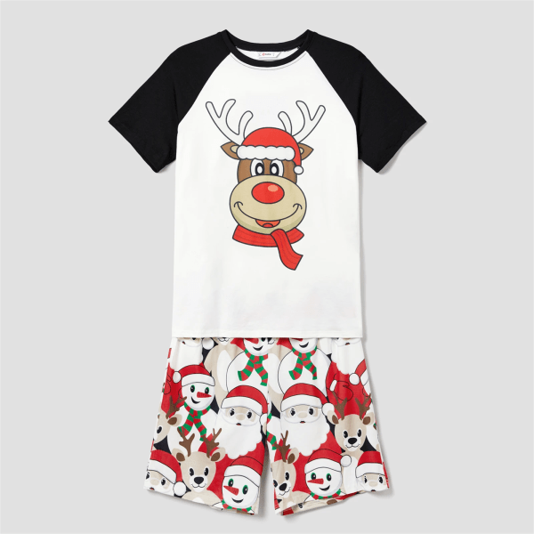 Julpyjamas för familjen med kortärmad grafisk t-shirt och shorts (flamsäker) Färgglada HerrXL