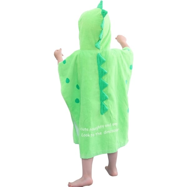 Barn Terry Terry Huvad Badhandduk Dinosaurie, Pojkars Strandhandduk Pool Poncho Badkläder Bomull (Grön #A-Ny, 4-6 År)