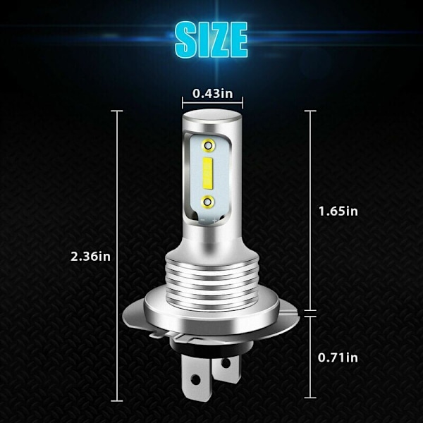 H7 LED Pære, 1000 LM 6000K Ekstremt Lys Hvid LED Forlygte, IP68 Vandafvisende Alt-i-én Plug and Play Konverteringssæt, 2 H7 Pærer 13Thirteen