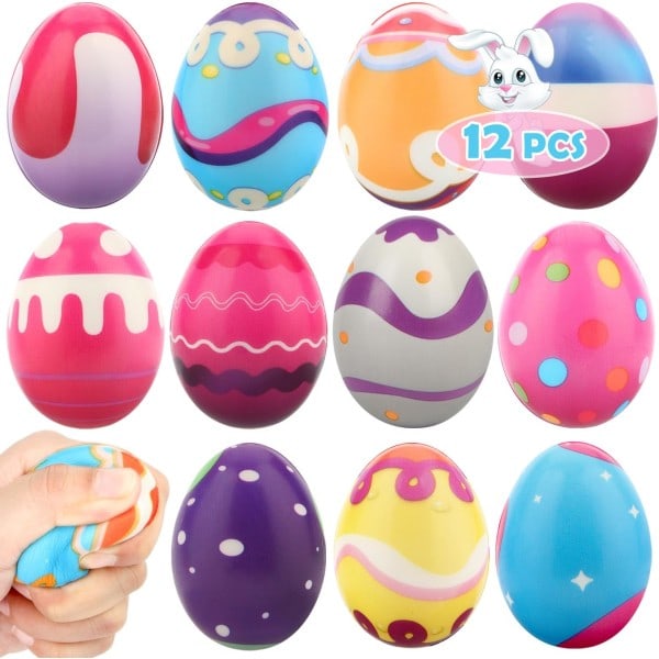 12-pack Påskägg Squishy Leksaker, Påskkorg Fyllning Långsamt Stigande Stress Squishies