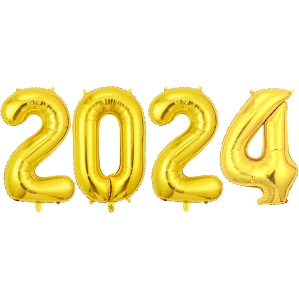 2024 New Year Balloons, 40 Inch Number Balloons - Aesthetic Giant Universal 2024 New Year Balloons for Festival Party Supplies (Gold)